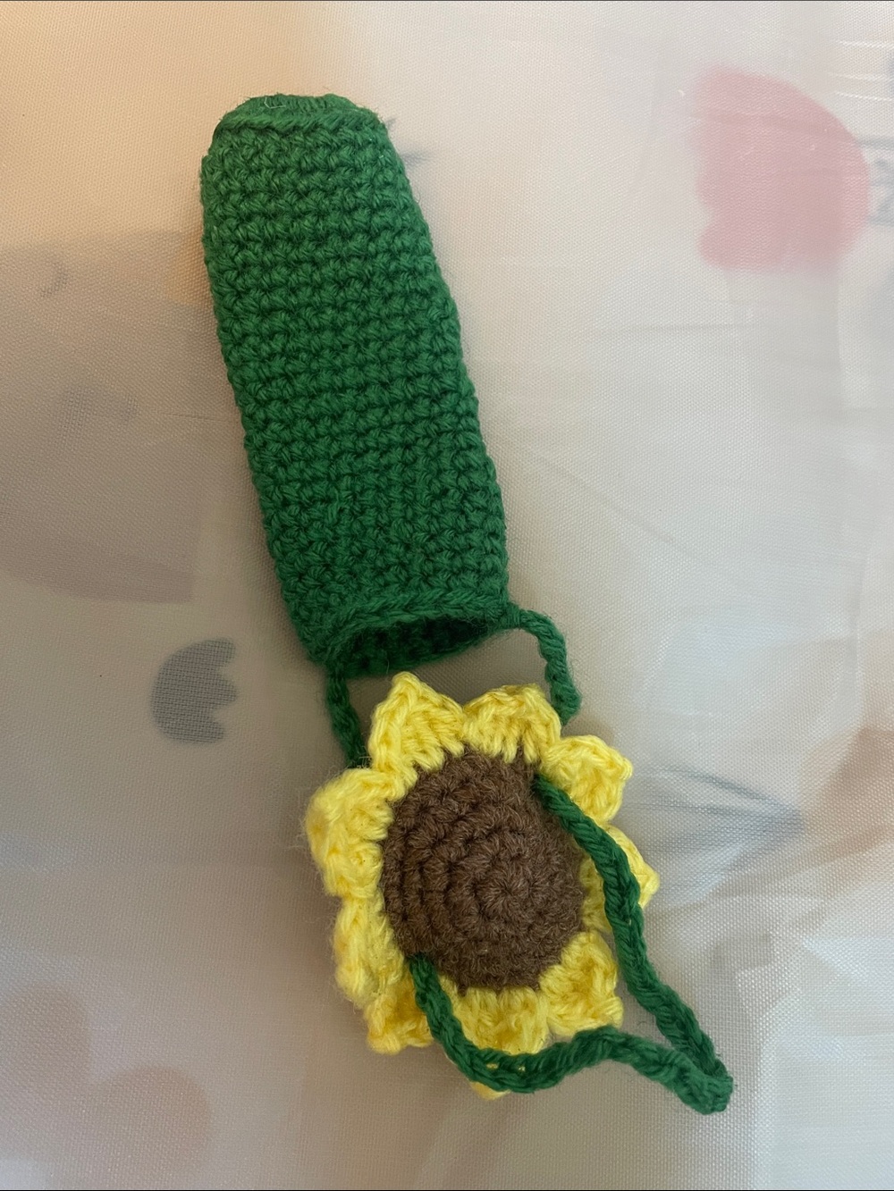 Handmade Green and Yellow Sunflower Lipblam/lipstick holder